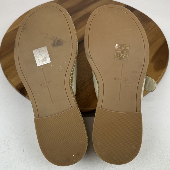 New Womens Dolce Vita Wanika Buckle Ivory Leather Platfrom Slide‎ Sandals Size 9 - Picture 7 of 8